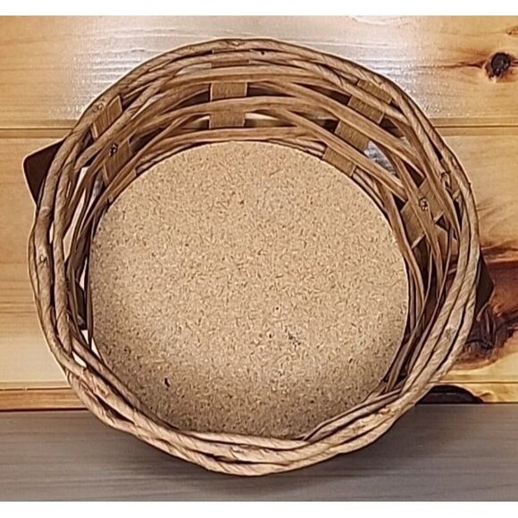 Vintage Pyrex Casserole Dish Holder Wicker Round Basket Leather Handles - Picture 5 of 9